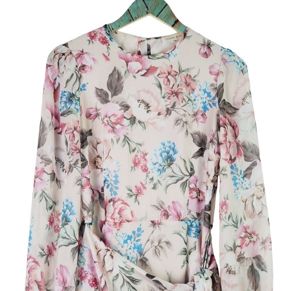 Yumi Kim Tie Me Over Dress, Pink Floral, Faux Wrap Skirt, Sz XS - Picture 5 of 13